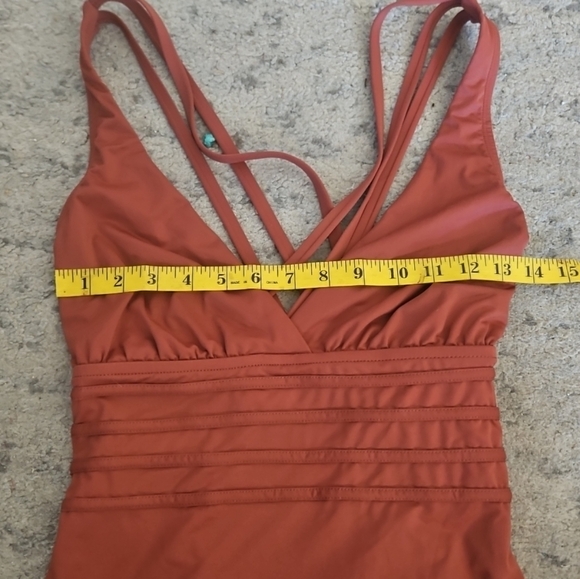 La Blanca Orange Brown Island Goddess Criss-Cross Back One-Piece Swimsuit 14 - Picture 15 of 15